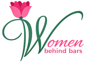 Women Behind Bars logo featuring a pink flower and green text